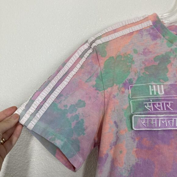 Adidas Pharrell Williams Shirt Mens Small Tie Dye Pastel HU Holi 3-Stripes Globe - Picture 3 of 13